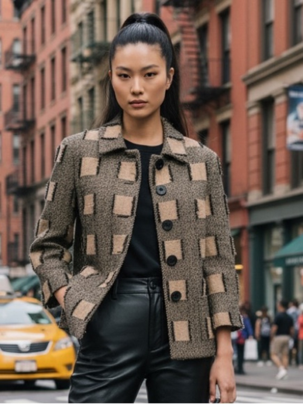J'envie New York Brown Tweed Fringe Coat Textured Statement * 6